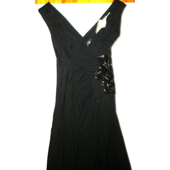 New Womens 2 NWT Designer Dress USA Diane Von Furstenberg Black Gown Long Beads - Picture 2 of 10